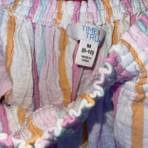 Time and Tru Pastel Multicolor Striped Peasant Top - Picture 4 of 4